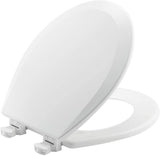 CHURCH Toilet Seat with Easy Clean & Change Hinge, ROUND, Durable Enameled Wood, White 540EC 000