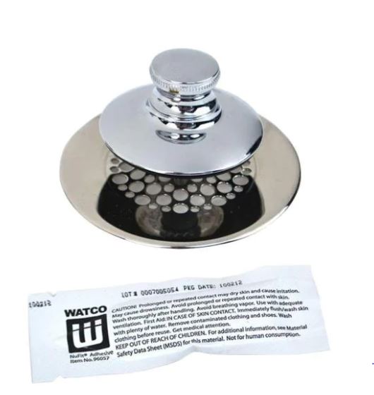 Universal NuFit Push Pull Bathtub Stopper - Grid Strainer and Silicone - Chrome